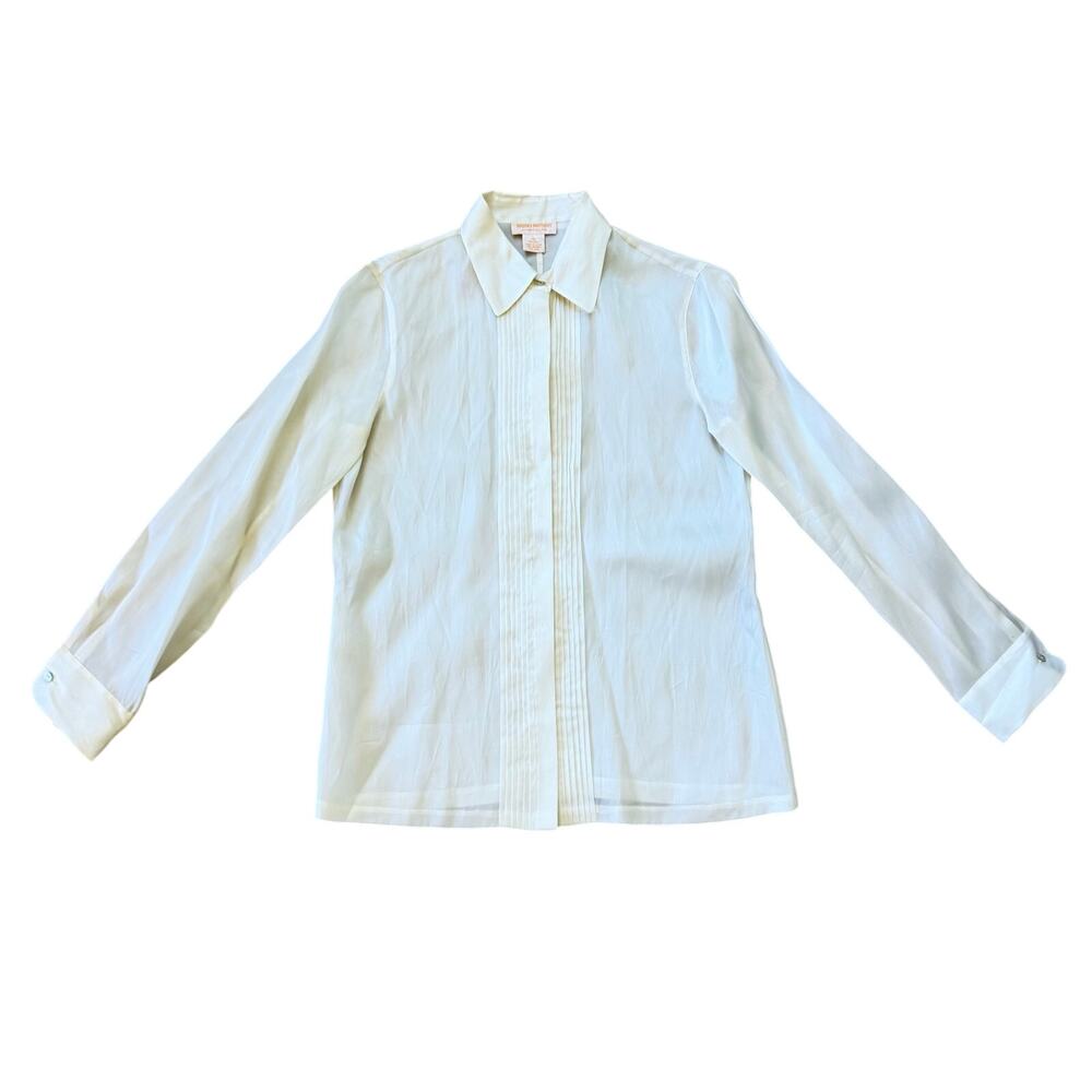 Vintage Brooks Brothers Silk Pleated Dress Blouse Button Down Women’s M/L NWT